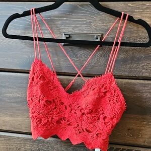 Red Lace Free People Top